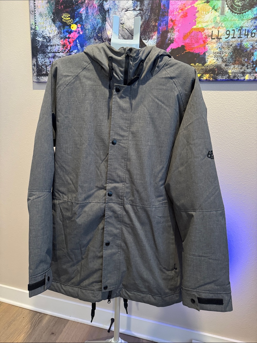 686 Men's Gray Hooded Ski Jacket